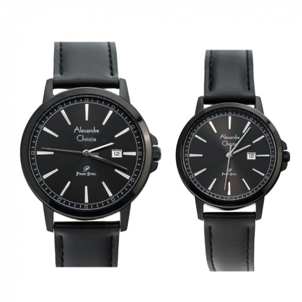 Alexandre Christie AC 1014 Full Black Leather Couple